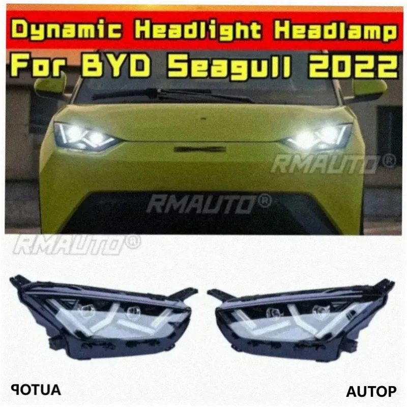 Seagull Body Kit Dynamic Headlight Headlamp Glossy Black Lambo Style Daytime Running Light for BYD Seagull 2022 Car Accessories