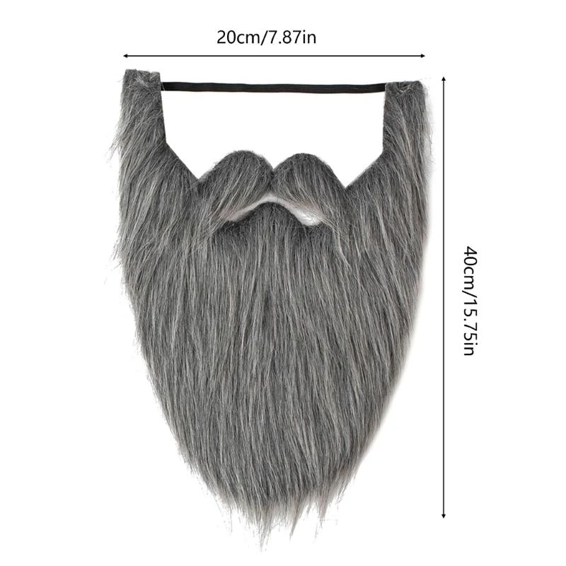 652F 1/4Pcs Fake Beard Costume Halloween Mustache Costume Cosplay Costume Beard Festival Party Supplies for Kids Adults Gift