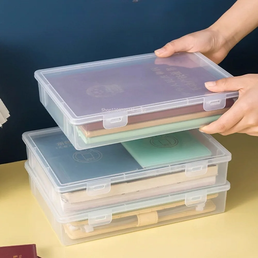 Plastic Document Organizer Organized Clear Square Shape Storage Box Organizing Box Transparent Desktop Document Storage Case