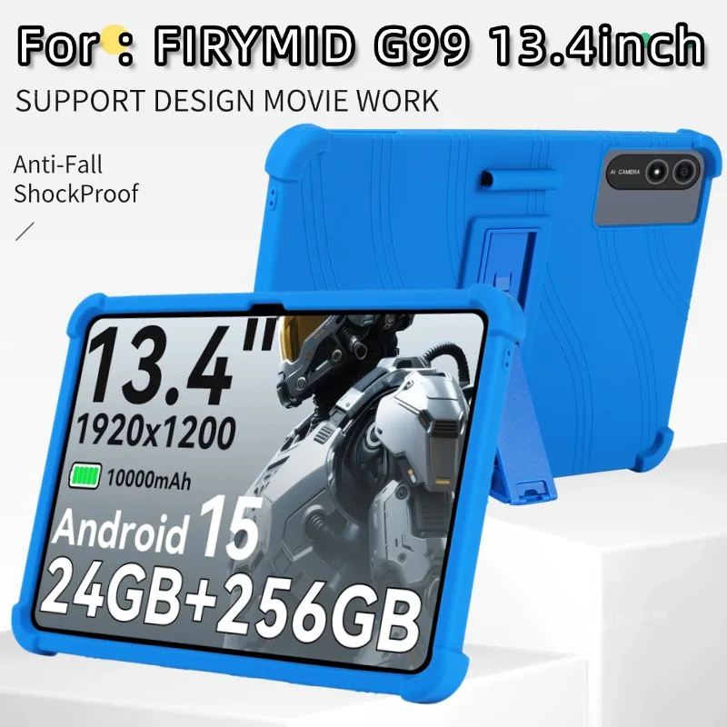 For FIRYMID G99 Tablet 13.4-inch Tablet Case Kids-Friendly Soft Silicone Adjustable Stand Cover Protective Sleeve
