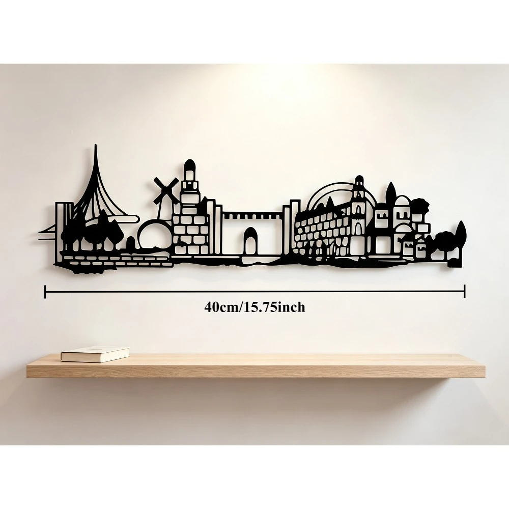 CIFBUY Metal Wall Art Jerusalem Skyline Decor, Vintage Old City Silhouette Wall Decor with Star of David, Rustic Iron Artwork view 6