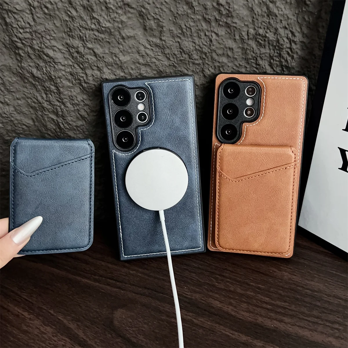 Magnetische portemonnee kaarthouder telefoonhoesje voor Samsung Galaxy S25 FE S24 Ultra S22 Plus A15 A16 A17 A25 A26 A35 A36 A55 A56 A06 A07