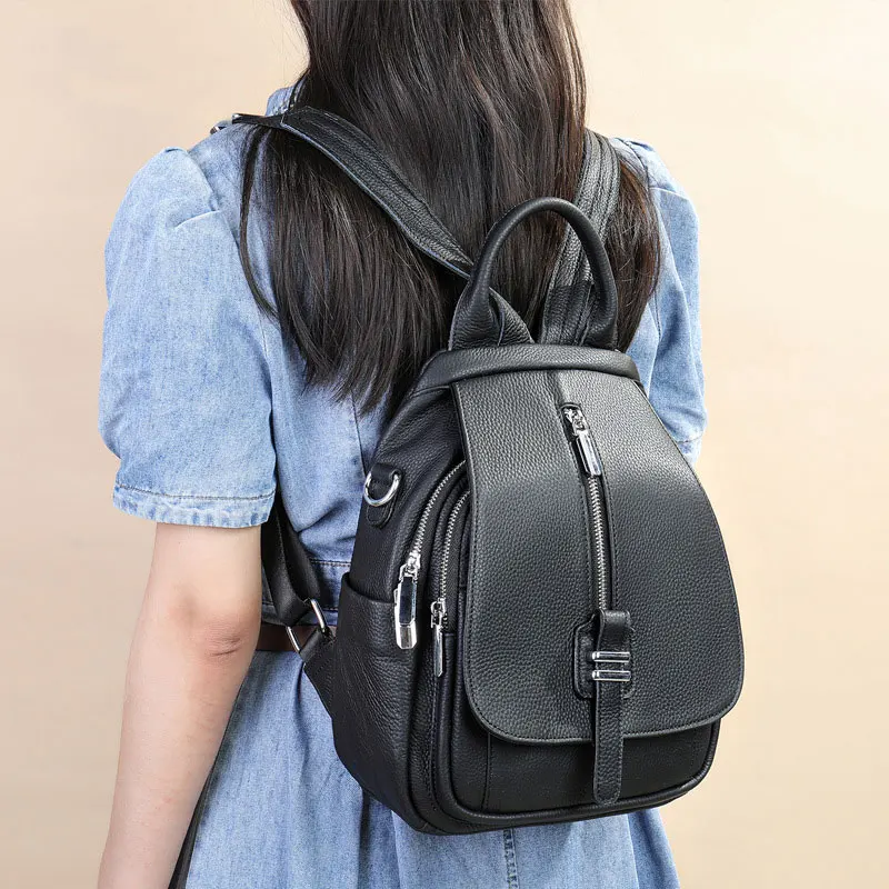 

Genuine Leather Women's Backpack Luxury Designer Travel Backpacks Large Capacity Versatile Women Bag Fashion Cowhide School Bags