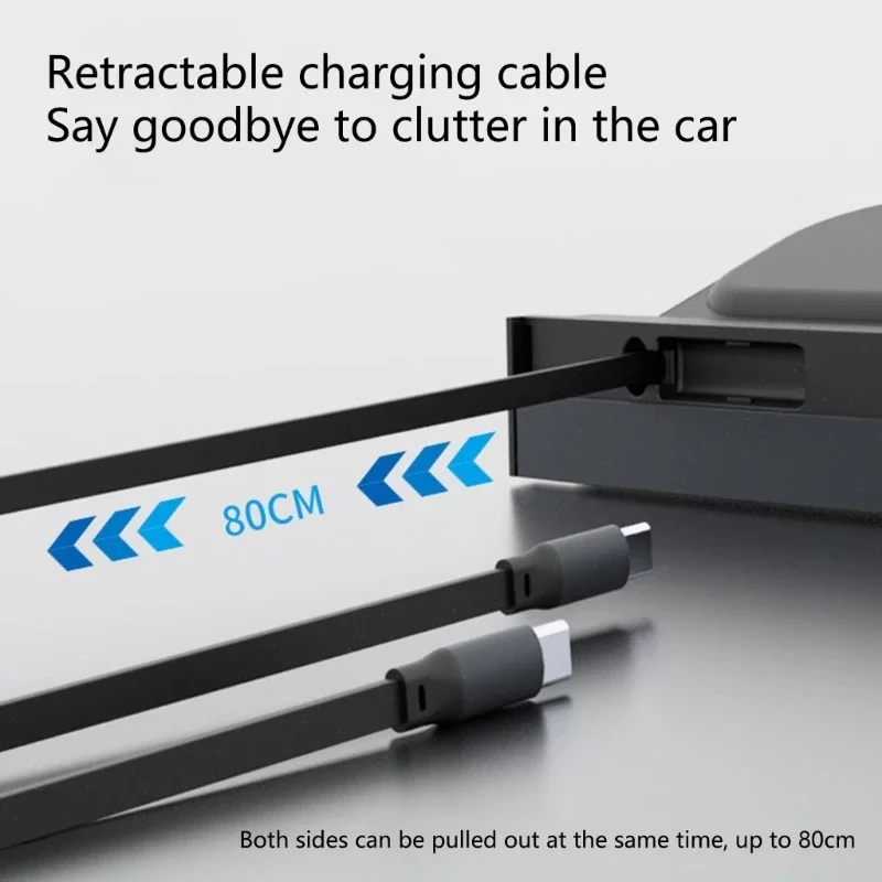 Docking Station Quick Adapter with Telescopic Rope Suitable for Car Hub Supports Laptop Central Control Splitter D7YA