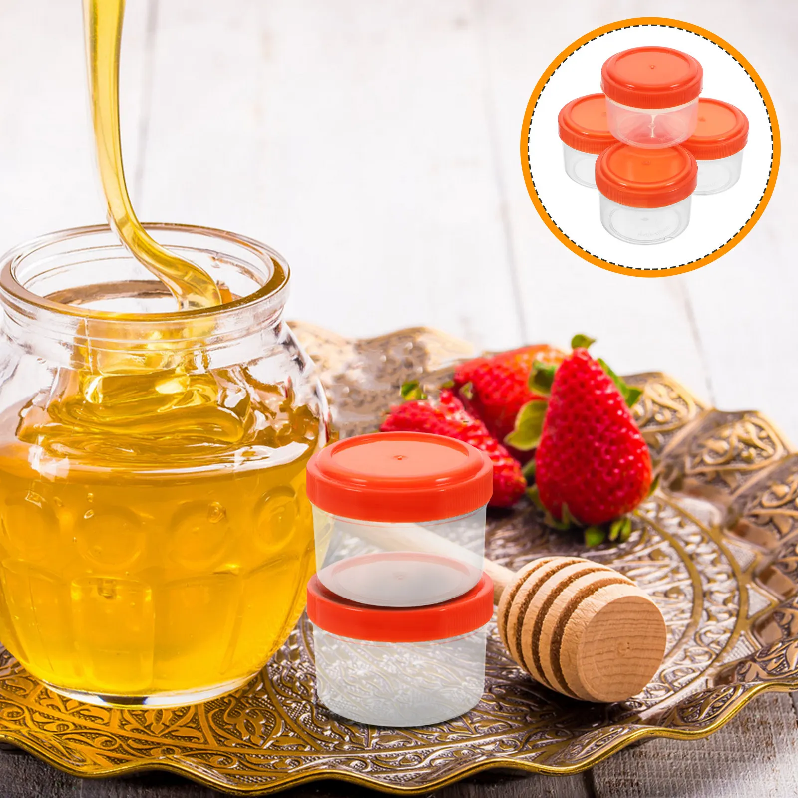 4Pcs Mini Sauce Container Leakproof Portable Salad Dressing Cup Small Condiment Box for Bbq Picnic Meal Prep Sauce Dipping Bowl