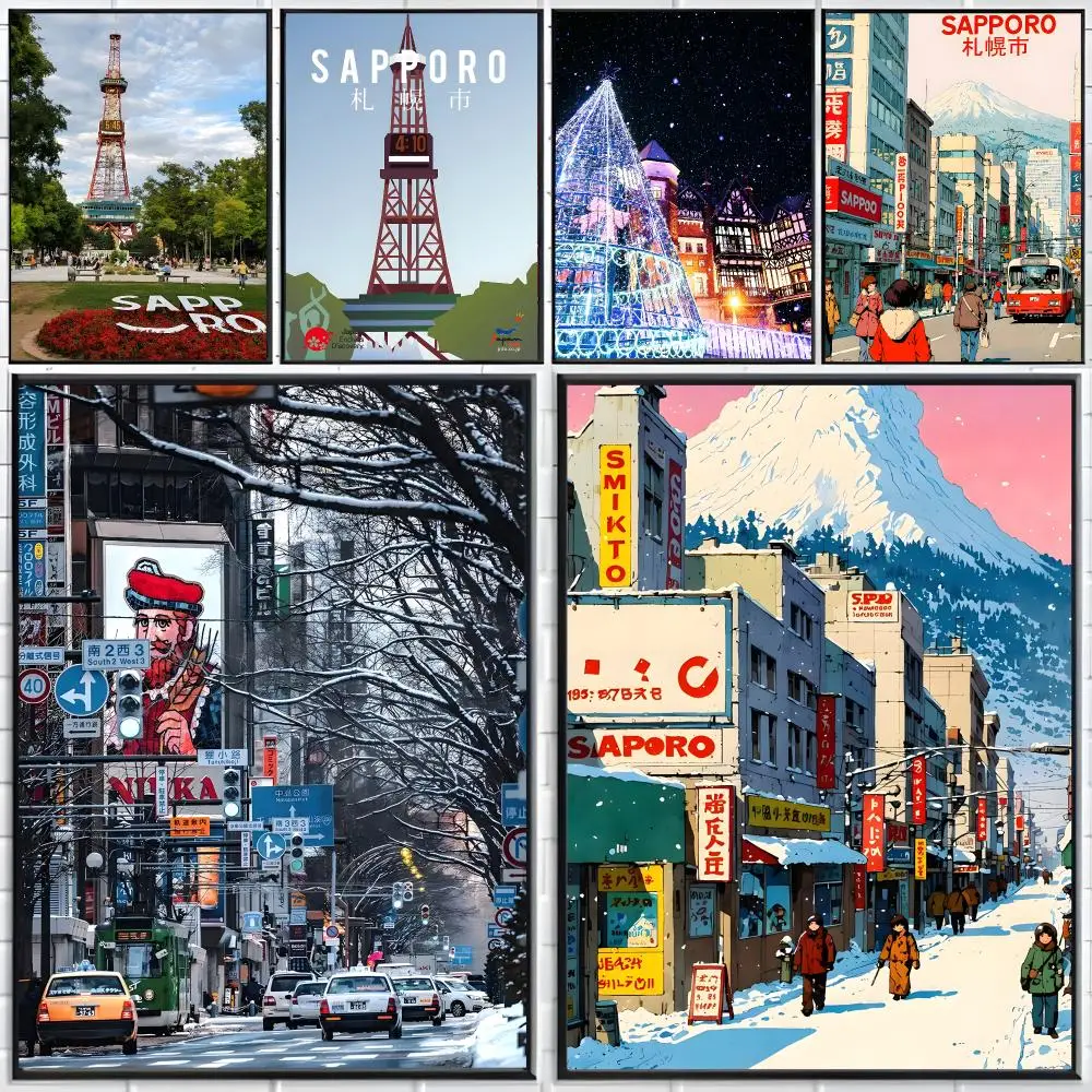 Cozy Winter Hokkaido City S-Sapporo Poster Distinct Home Decor Concepts Chic Indoor Art Pieces