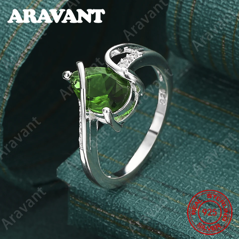 925 Sterling Silver Teardrop-Shaped Emerald Zircon Ring (7-10#) - A Unique Gift For Women, Versatile For Events And Jewelry