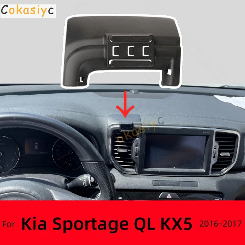 Suporte para Celular Automotivo para Kia Sportage QL 4 KX5 2016 2017 Base de Fixação Especial Forte com Carregamento Sem Fio de 15W