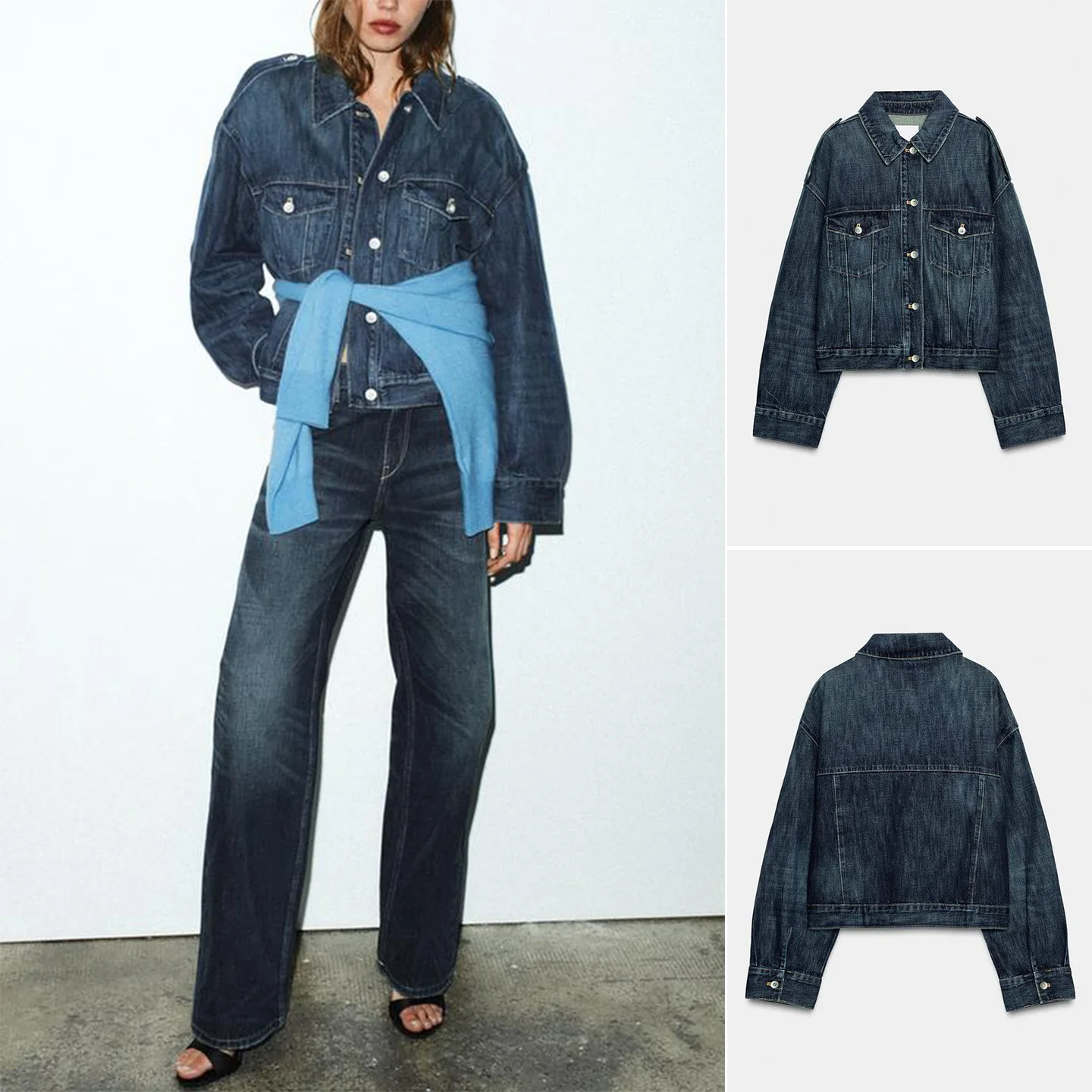 

Повседневная женская джинсовая куртка Jaet Long Sve с отложным воротником, верхняя одежда, новое осеннее пальто с поясом, украшенное ор