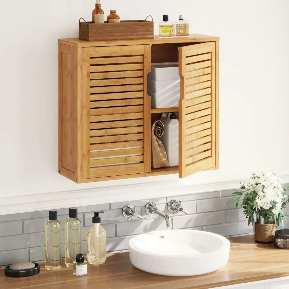 Bathroom Wall Cabinet, Storage Cabinet Wall Mounted with Adjustable Shelves Inside, Double Door Medicine Cabinet