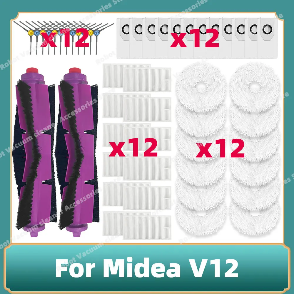 

Compatible For 미디어 Midea V12 / Eureka J12 Ultra Main Side Brush Mop Cloth Filter Dust Bag Accessories Spare Replacement Parts