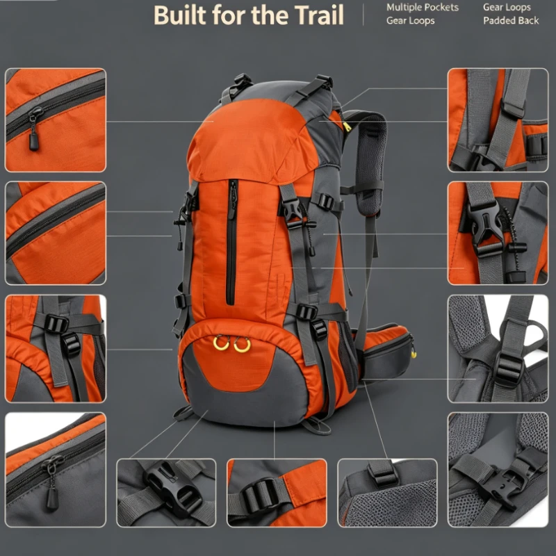 Large Capacity Waterproof Tear-Resistant Hiking Backpack Breathable Tent Storage With Suspension System For Outdoor Camping
