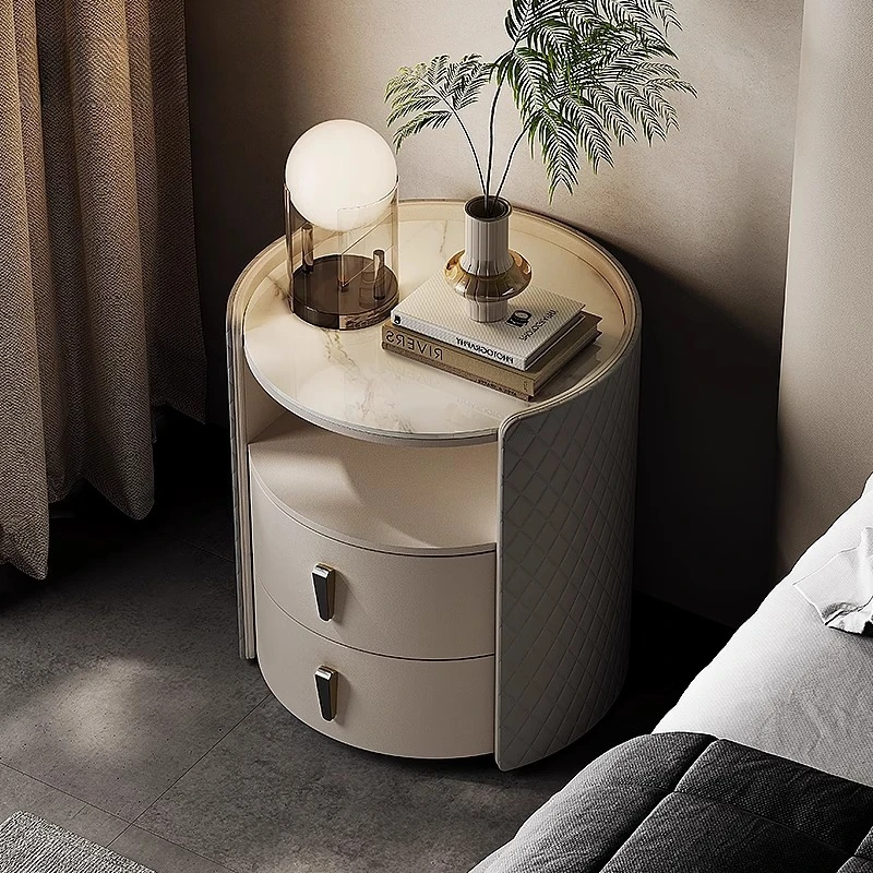 

Bedroom Bedside Nightstands Cabinet Narrow Round Storage Design Table Luxury Simple Modern Mesita De Noche Living Room Furniture