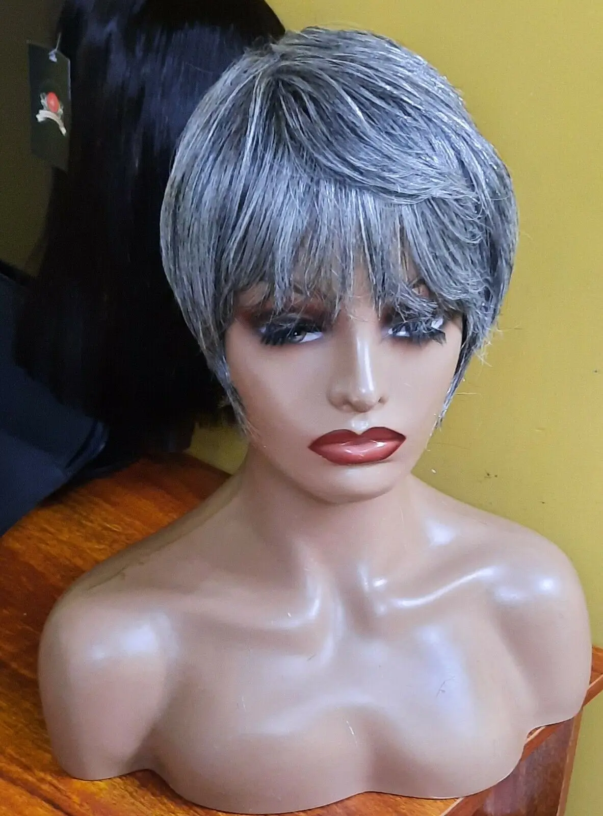 

Brazilian pixie cut wig in black and grey mix