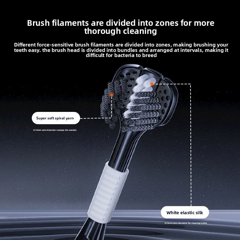 3D three-dimensional adult three-sided toothbrush Wrapped ultra-dense soft-bristled advanced household net tooth toothbrush