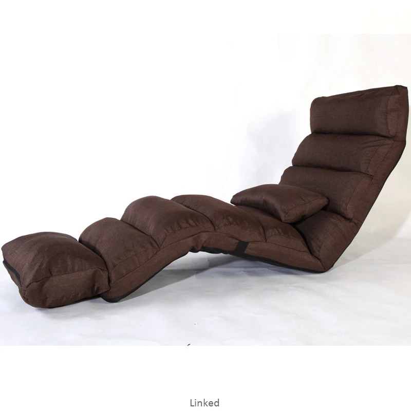 Folding Chaise Longue Chair Sofa Recliner Chair First Class Leisure Linen Sofa Bed Adjustable Sun Lounger Deck Chair With Pillow