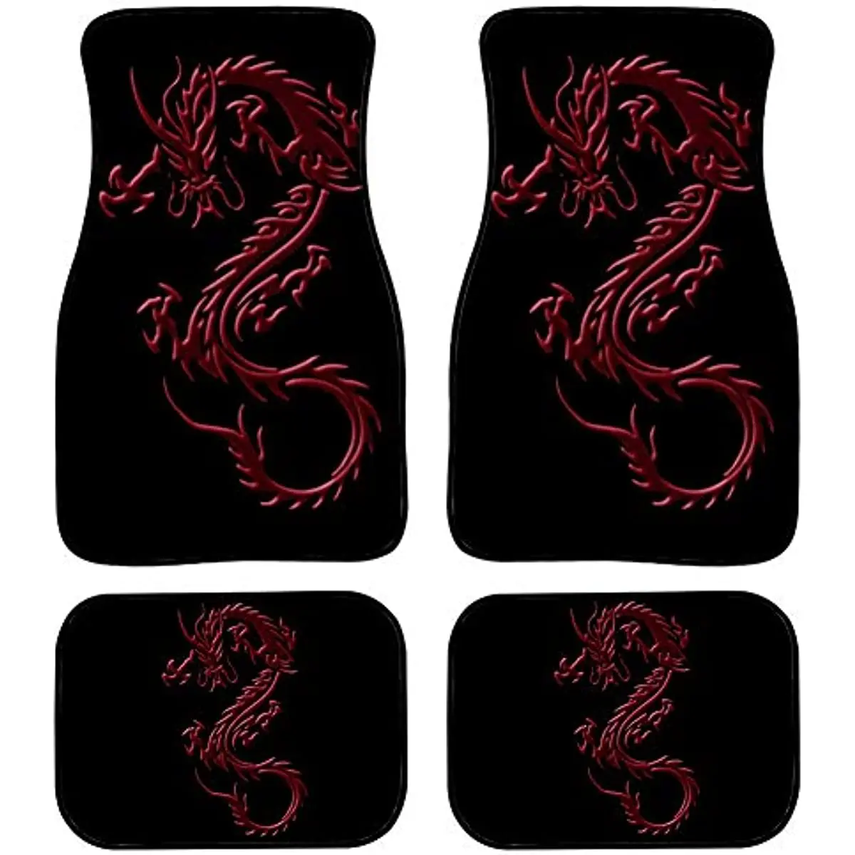 

Binienty Auto Front and Rear Floor Mats with Anti Slip Rubber Backing, 4 Pcs Full Set, Universal Fit Most Trucks SUV Van, Red Dr