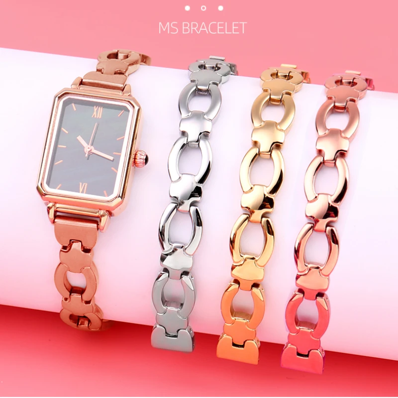 10mm fashion Universal Stainless steel watchband glossy silver golden Rose gold bracelet strap Small size lady\'s watch chain