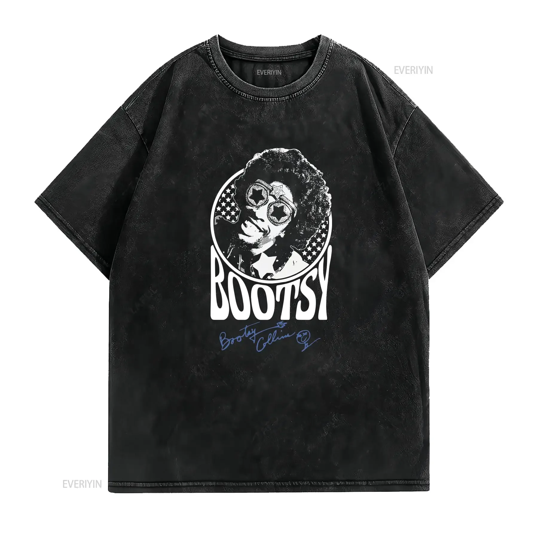 Vintage Bootsy Collins Star Heavy Cotton S 3XL Black T Shirt vintage Washed Breathable fashion Unisex graphic Versatile