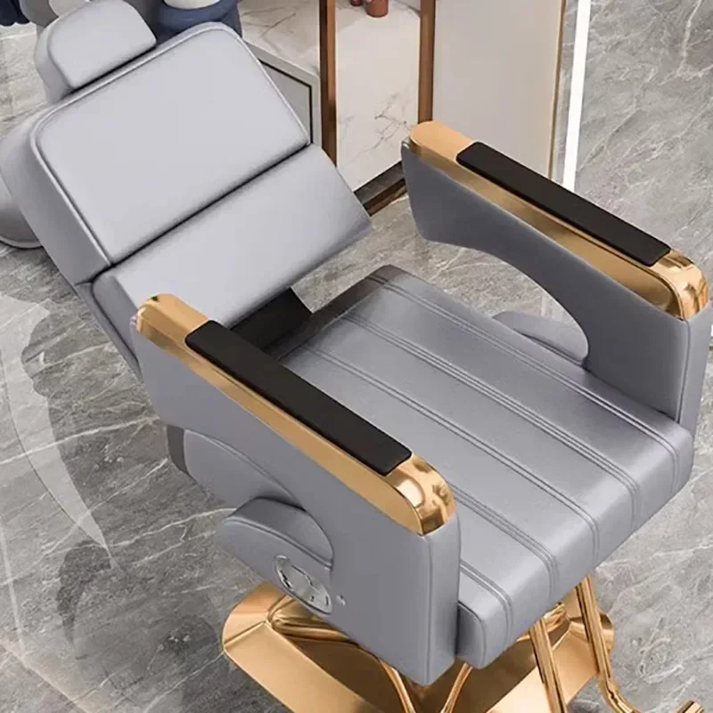 หรูหราออกแบบตัดผมเก้าอี้ Reclinable แบบพกพา Beauty Salon ตัดผมเก้าอี้หมุนไฮดรอลิก Cadeira De Barbeiro เฟอร์นิเจอร์