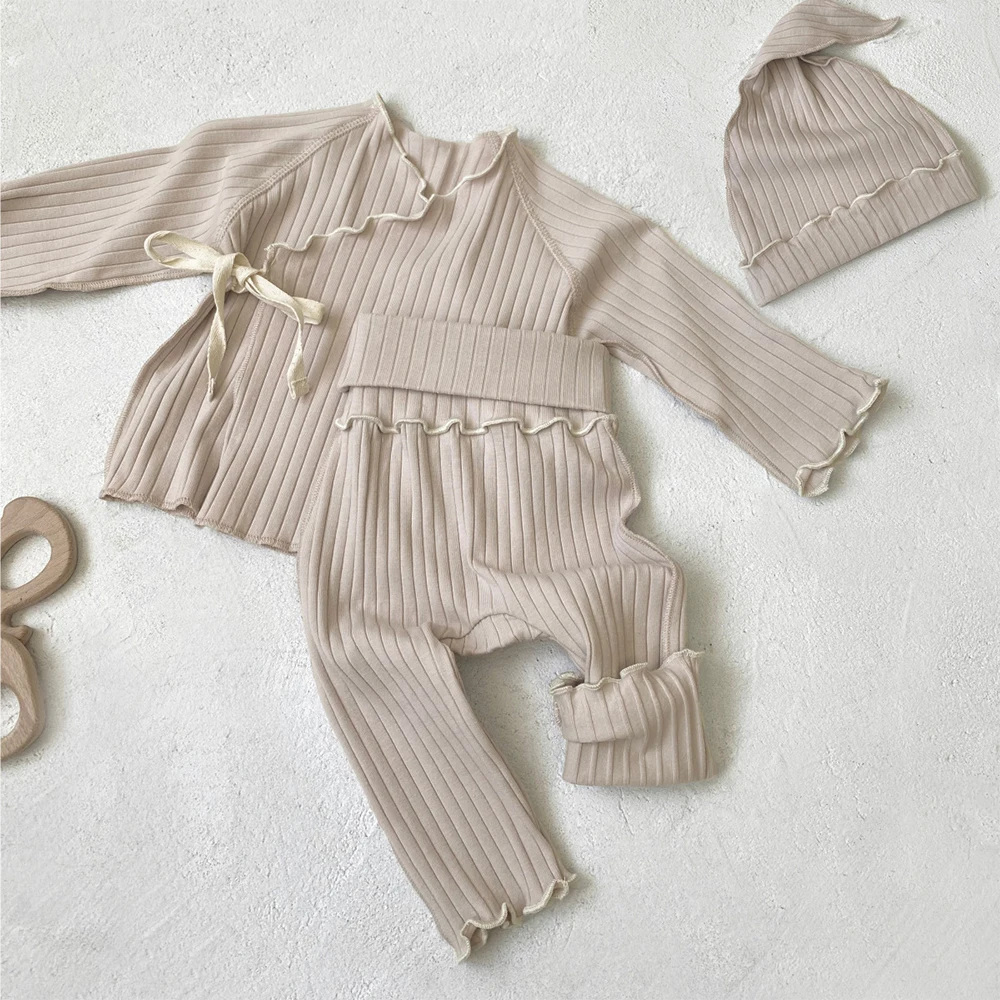 

2PCS Set Toddler Clothing Long Sleeve Autumn Baby Newborn Romper Infant Kniting Bodysuit Set 0-2Y Top+Pants Clothes Set Cotton