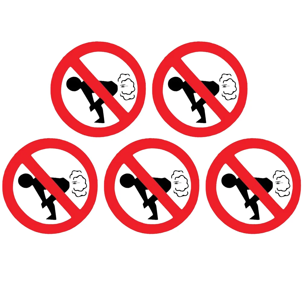 

5 Pcs No Farting Warning Sticker Car Sign Notice Decals Automobiles Auto Vehicle Truck Bike Exterior Body Stickers Pet Material
