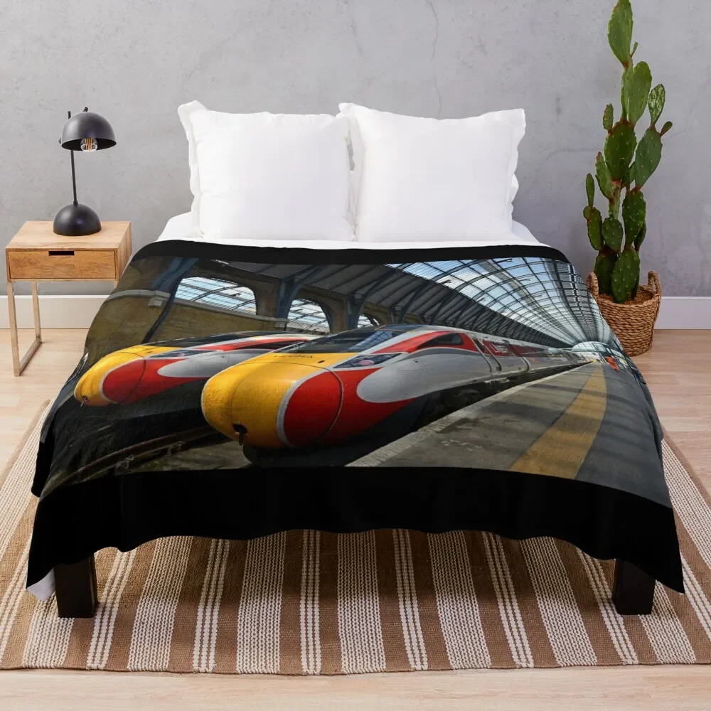 

LNER Azuma 801 high speed trains at King's Cross Station Throw Blanket Hairys Kid'S Furry Blankets
