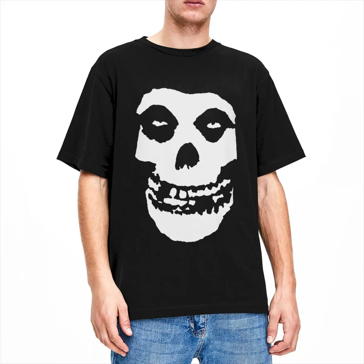 Skull Misfits T-Shirt per uomo umorismo 100% cotone T-Shirt girocollo manica corta T-Shirt Idea regalo vestiti