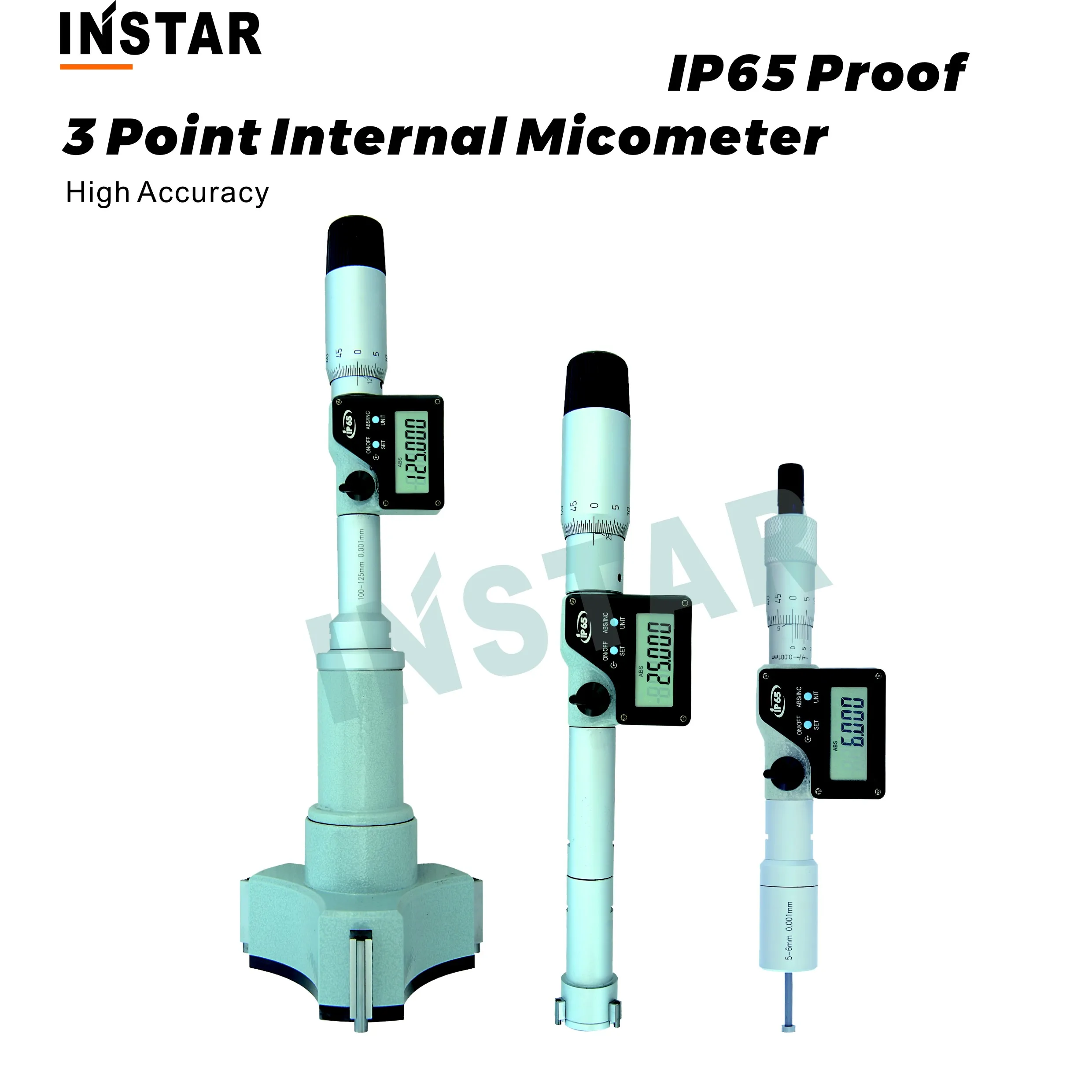 IP65 Oil Proof Three Point Digital Internal Micrometer 6-8mm, 8-10mm, 10-12mm, 25-30mm, 50-63mm, 62-75mm, 75-88mm High Accuracy