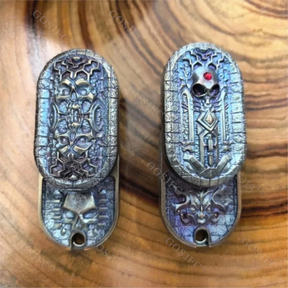 FZEDC F2.5 Skull Rock Fidget Spinner, jouet anti-Stress, rotation à gauche et à droite 360 °   Gadget de soulagement de l'anxiété en métal pour adulte, curseur de poussée