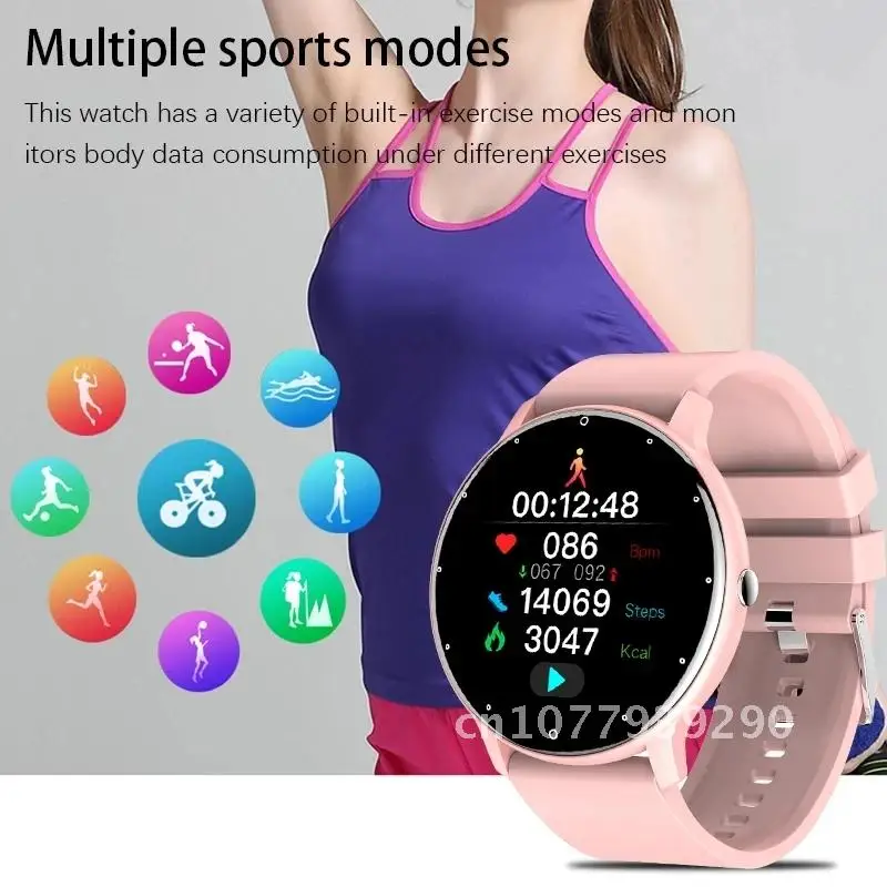 Montre intelligente de sport étanche multifonctionnelle pour hommes et femmes, montre intelligente de fitness pour dames, fréquence cardiaque, pression artérielle, mode 2021