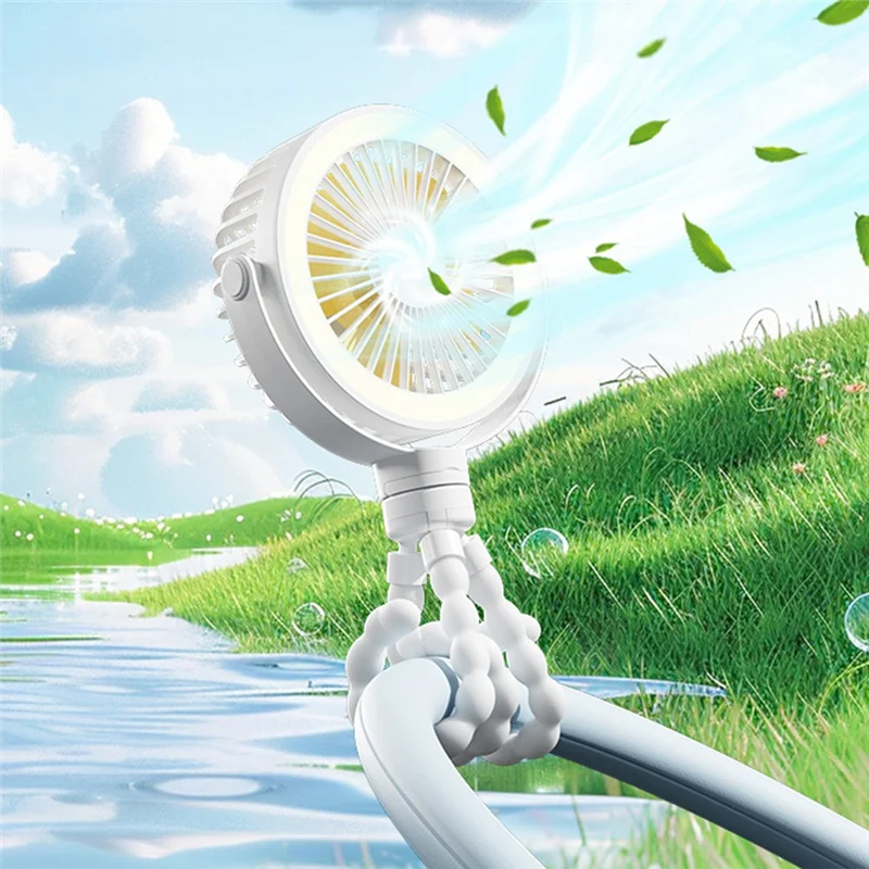 مروحة عربة أطفال ثابتة ومحمولة وقابلة لإعادة الشحن ومشبك على ضوء ليلي على الأخطبوط ومروحة محمولة شخصية صغيرة محمولة باليد