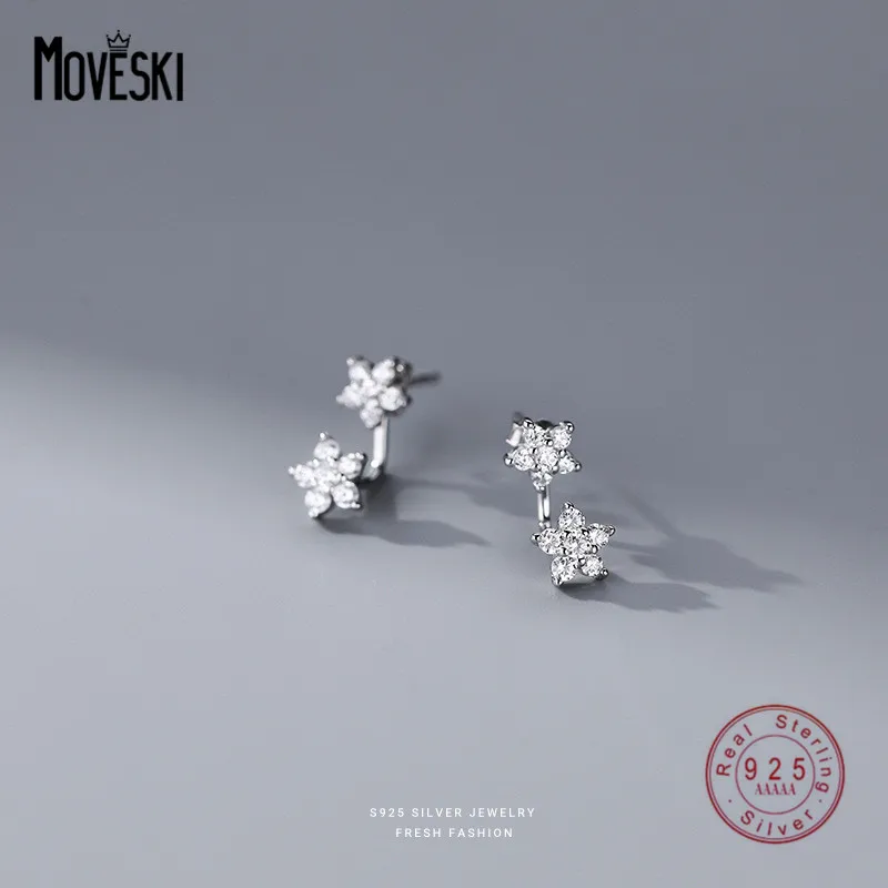 

MOVESKI 925 Sterling Silver Creative Detachable Zircon Flower Stud Earrings Women Sweet Romantic Wedding Bridal Gift Jewelry