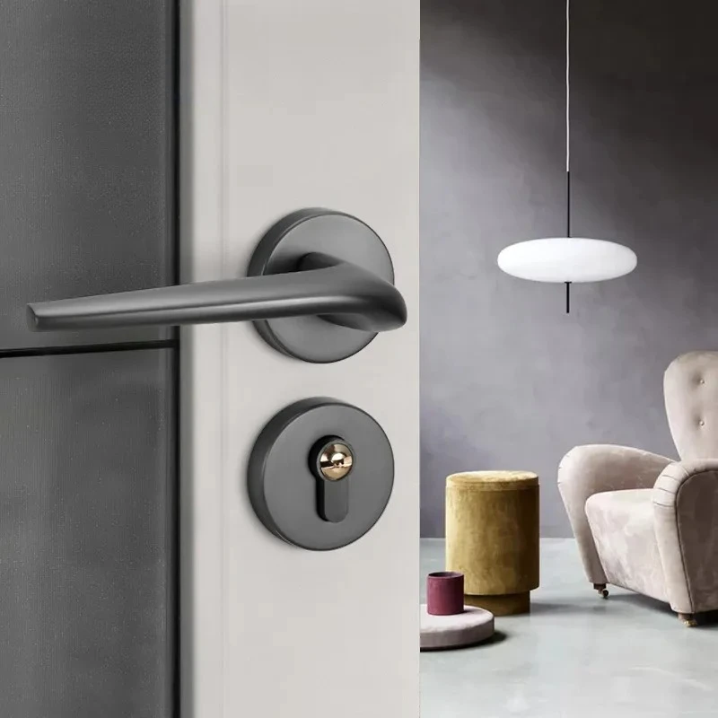Modern Minimalist Indoor Room Door Lock Split Type Magnetic Suction Silent Latch for Wooden Bedroom Doors Simple Design