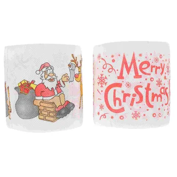 2 גליל מסעדה נייר טואלט חג המולד מתנה נוחה מודפס דפוס סנטה חג המולד טואלט נייר גלגול חדש