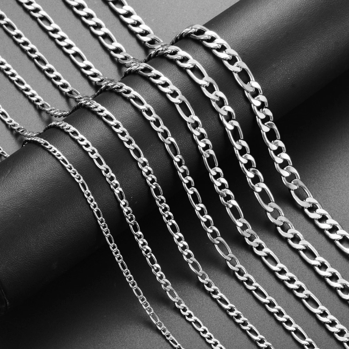 18cm do 60cm Figaro Link Chain Biżuteria Klasyczny naszyjnik Curb 3-7.5mm Łańcuch ze stali nierdzewnej w kolorze srebrnym dla mężczyzn Kobiety Dropship