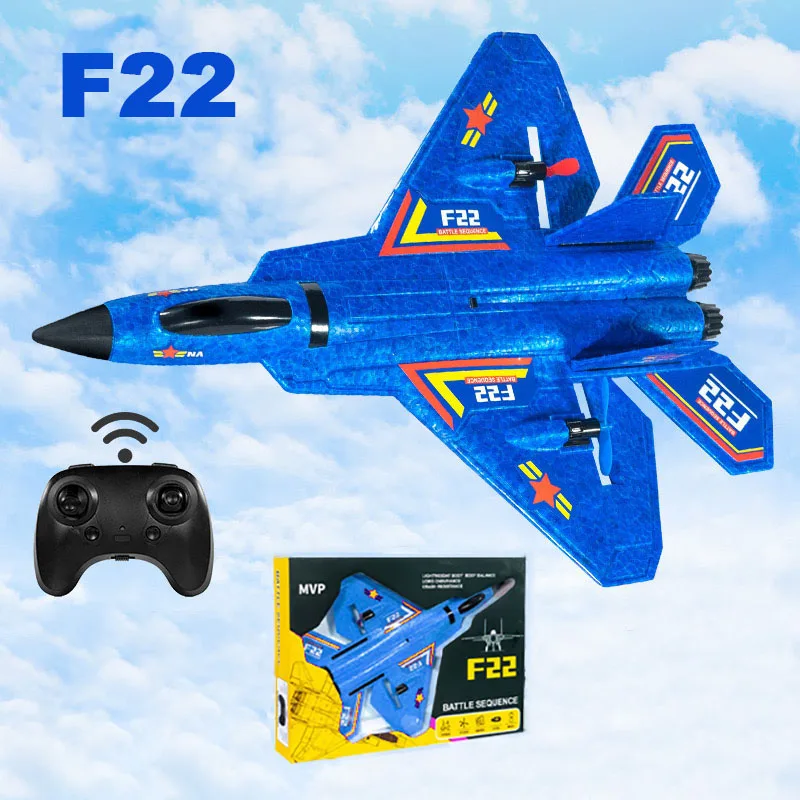 F22 Raptor Fighter RC Airplane 2.4G Remote Control Aircraft With Light Fixed Wing EPP Foam RC Plane Kids Toys Christmas Gifts