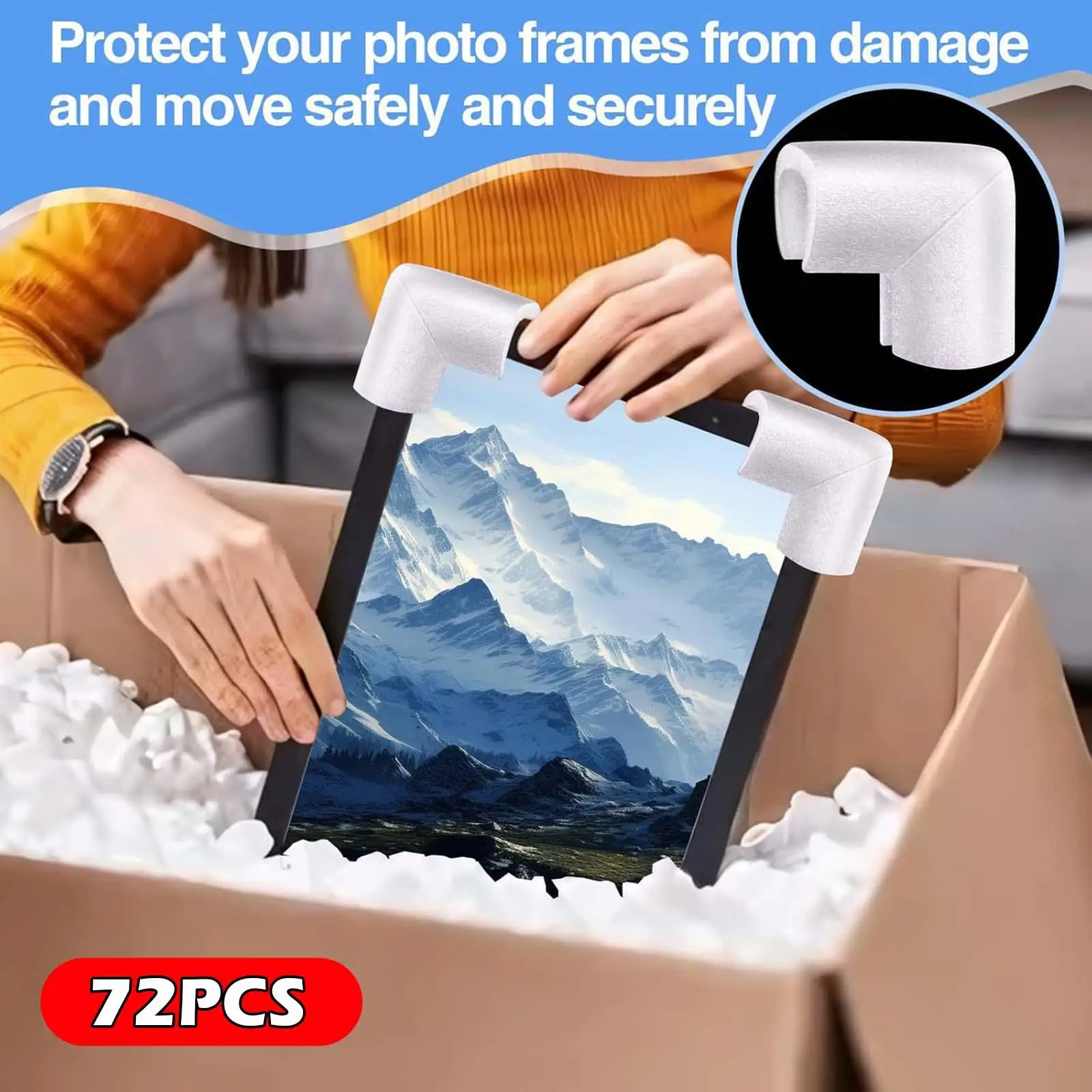 Foam Protection Corners White Cushion Guards L Shape Edge Protector for Picture Frames Moving