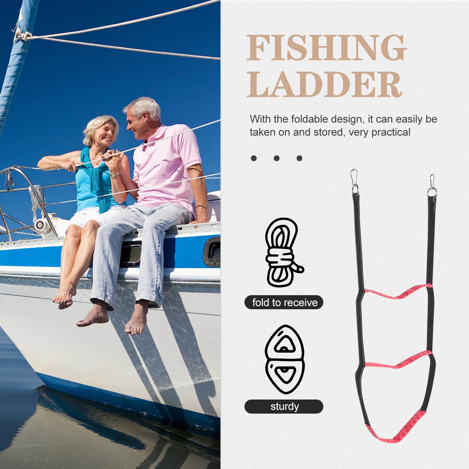 

Portable Boat Ladder Blue Kayak Accessory Inflatable Paddle Rope Foldable Climbing Toy Non Slip Durable Lightweight For