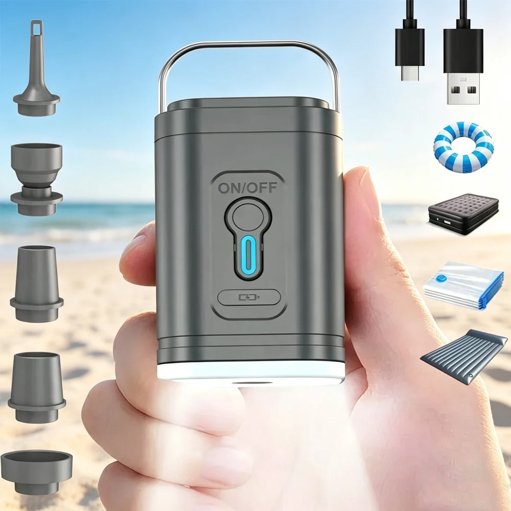 Mini/' Portable Air Pump 1200mAh USB Rechargeable Wireless Inflator Deflator for Camping Mattress Pool Float Boat Fast Inflation