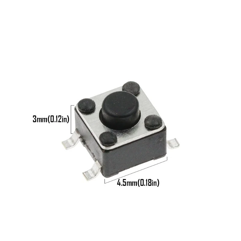 1PCS 4.5x4.5mm SMD Tact Switch 4Pins, Height 4.3-13mm Push Button Light Touch Power Switch (Multiple Sizes Available)