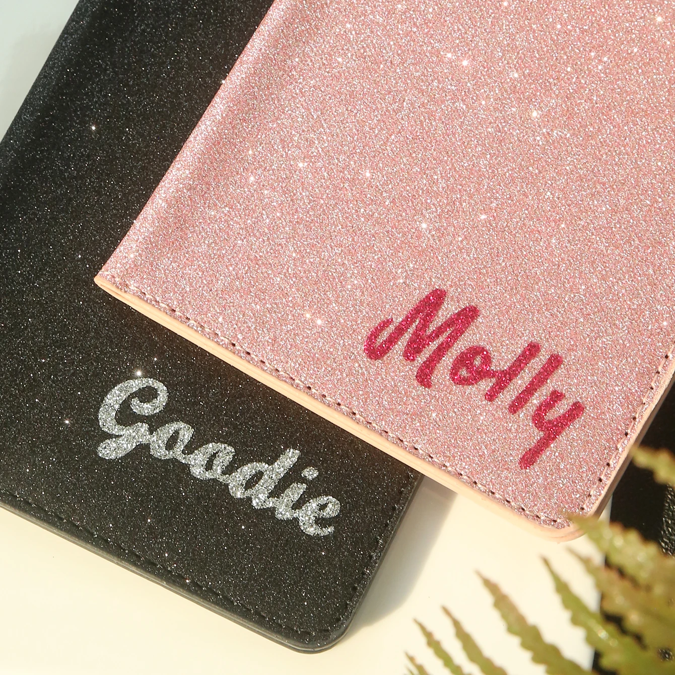 Custom Name Glitter Passport Cover Personalized Sparkly PU Leather Passport Holder Cute Shiny Travel Document Organizer