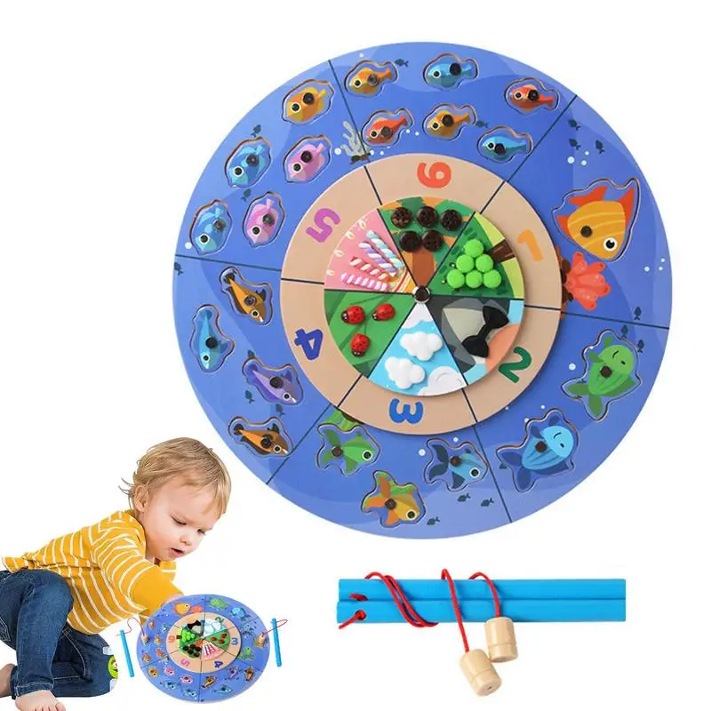 

Magnetic Fish Wood Children Learning Playset Interactive Fishing Game Number Learning Educational Playset For 3 Years Old Kids