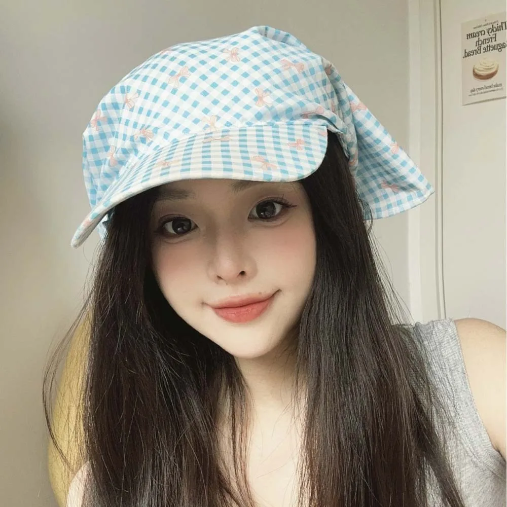 

Cycling Rural Style Headscarf Baseball Hat Bow Breathable Scarf Peaked Cap Sunshade Cotton Triangle Headscarf Hat Mountaineering