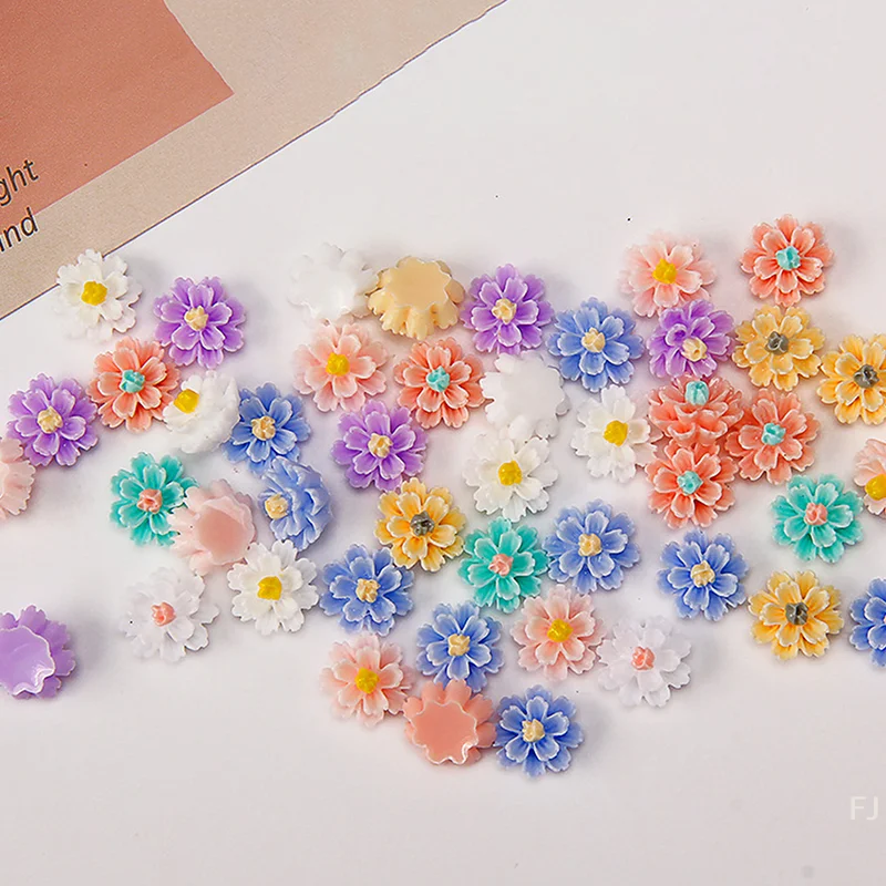 [YU]50Pcs 3D 미니 꽃 연꽃 장미 플랫 백 평면 수지 액세서리 DIY 공예 전화 패치 예술 재료