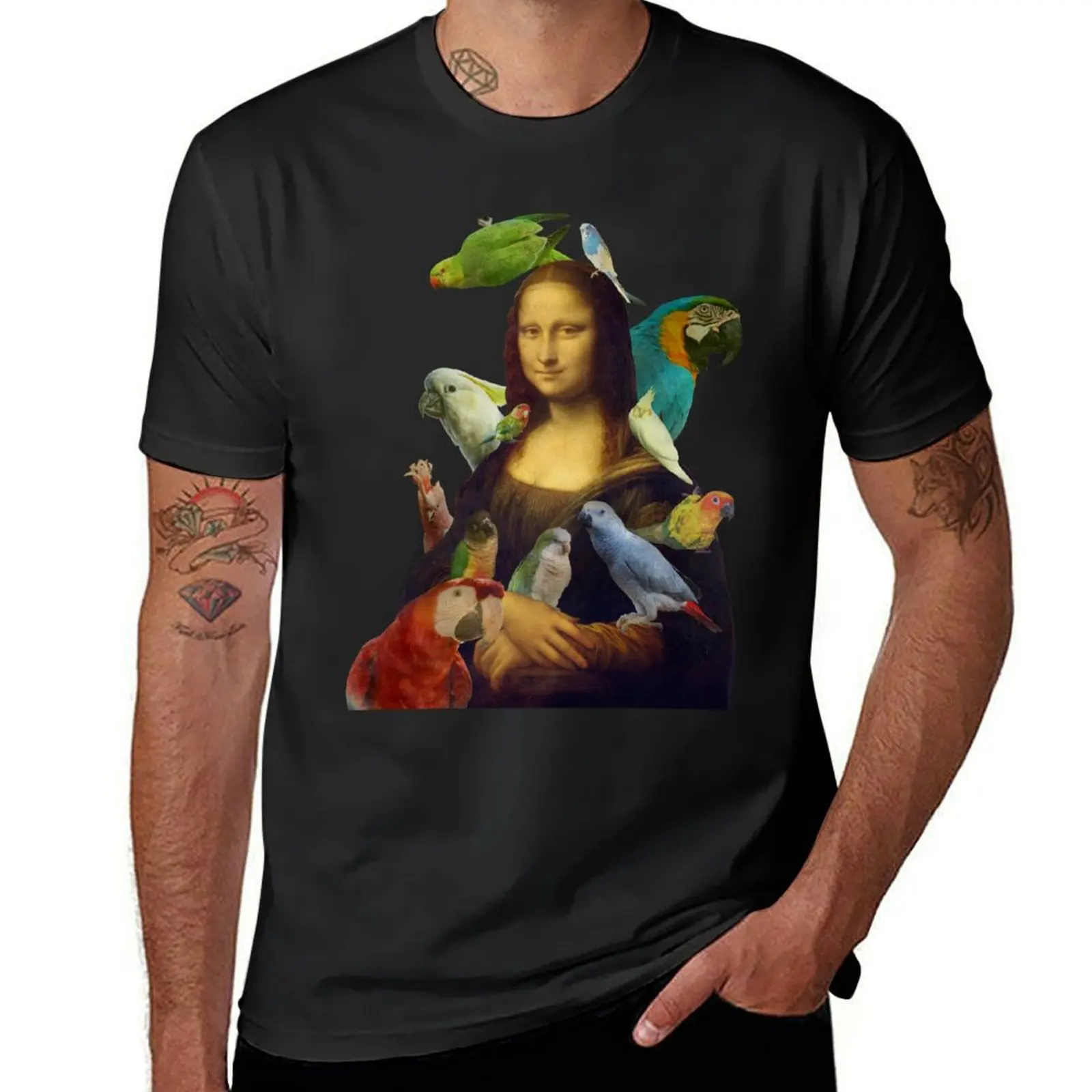 mona lisa - mother of parrots T-Shirt hippie clothes vintage sublime heavyweights men clothing