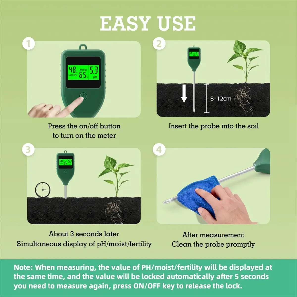 [For Wholesaler]Soil PH Meter Farm Garden Fertility Tester Soil Moisture Test Detector for Indoor Planting, Potted Plants