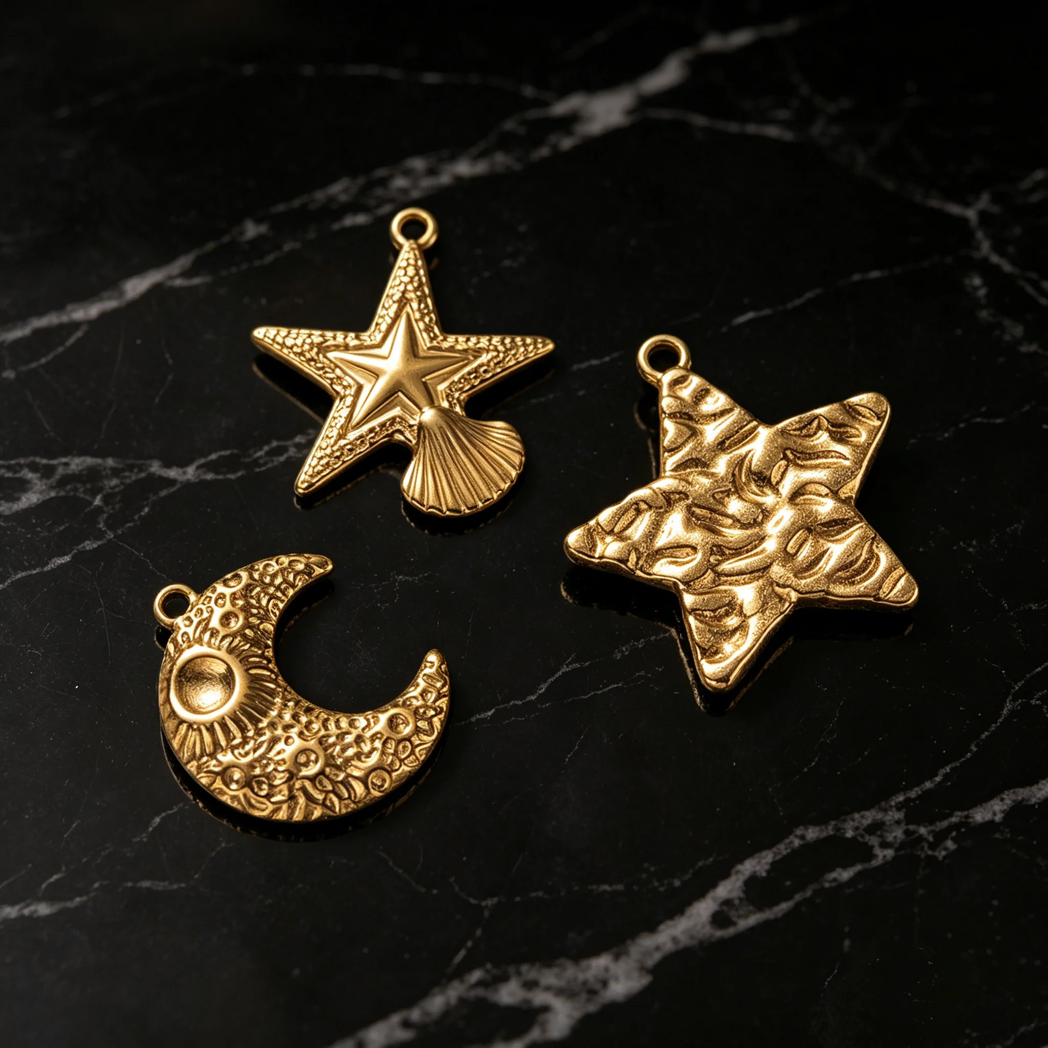 5 Stück Edelstahl Stern- und Mondanhänger für DIY Ohrringe Armbänder Halsketten Charms Schmuckherstellung Zubehör Material Komponenten – Detail 3