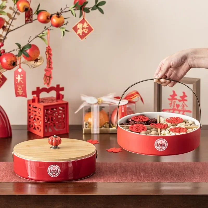 Sigong grid dried fruit box engagement pastry ceramic basket table decoration table