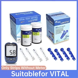 VITAL Blood Glucose Test Strips, 50/100/200 Strips, and a Lancing Needle Set for Home Monitoring (Meter Not Included)